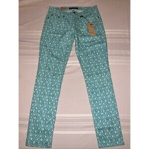 Levis 524 Size 9M Too Superlow Skinny Black Label Aqua Pattern Jeans